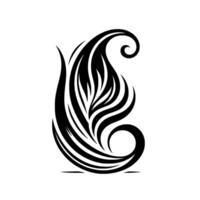 Bold Black Paisley Motif Intricate Swirls and LeafLike Forms on White Background, Emphasizing and Aesthetic Contrast. vector