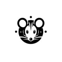 , Minimalist Cute, RoundFaced Opossum or Mouse, Black and White, With Rounded Ears and Whiskers, Simple and Modern. vector