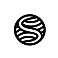 Minimalist Black and White Abstract S Inside a Sphere with Horizontal Strips, Modern on a White Background. vector