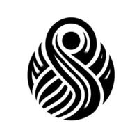 Abstract Black and White An intricate spherical with overlapping curves, lines, and circular elements, creating a textured, eyecatching composition. vector