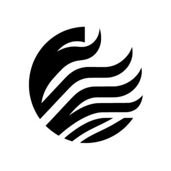 resumen negro y blanco presentando un globo forma compuesto de curvo rayas y un agudo angular elemento. vector