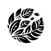 Stylized Black Leaves in a Circle Arrangement on a White Background. Modern, Minimalistic . vector