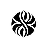 Symmetrical Black and White FloralInspired Geometric in a Circular Shape, Abstract, Elegant, Modern Aesthetic. vector