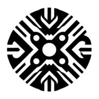 Geometric Mandala A symmetrical abstract featuring interconnected shapes, gradients, and contrasting circles, exuding a sense of balance and modern artistry. vector