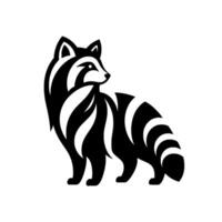 Stylized Black and White Raccoon in Side Profile, Featuring Bold Stripe Patterns and Clean , on White Backdrop. vector