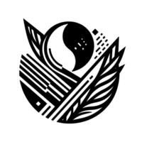 Abstract YinYang Composition with Geometric Elements, Blades, and Stripped Sphere vector