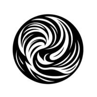 Intricate Black and White Circular A Dynamic Swirl Pattern of Curved Lines, Evoking Movement and Energy, Set Against a Pure White Background. vector