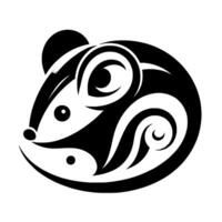 Stylized Badger Head A Bold, Black and White with Intricate TribalInspired Swirls and Negative Space. vector