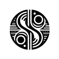 Geometric Black White Circular Featuring Curvilinear Lines, Shapes, and Abstract Elements, in a Decorative Style. vector