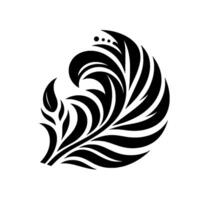 Elegant Black and White Floral Crest Featuring a Swirling with Leaves and Serpentine Shapes on a Clean White Background. vector
