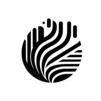 Abstract Black and White A Circular Composition of Strips, Lines, and Curves, Evoking Organic Forms and a Minimalist Aesthetic. vector