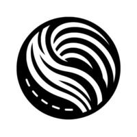 Black and White Abstract Circular with Swirling Strips and Dotted Line, Minimalist and . vector