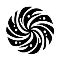 A symmetrical, vortex illustration in contrasting black and white, featuring a swirling, organic with strategically placed white dots. vector