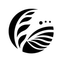 Abstract circular comprised of stylized leaves, curved lines, and dots in black against a white background, suggestive of growth. vector