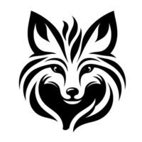 Minimalist Black and White Fox Head Striking Representation of Canines Facial Features, Emphasizing Shape and Form. vector