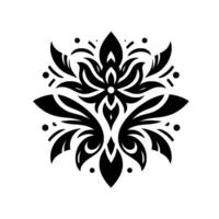 Symmetrical Black Floral with Intricate Leafy Elements on a White Background, Illustrating a Simple and Elegant Pattern. vector