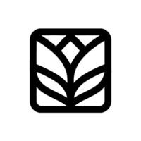 Elegant Botanical Emblem Geometric Floral with Rounded Corners in Bold Black and White, Suggesting Growth and Harmony. vector