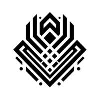 Abstract Black and White Geometric A Symmetrical Composition Featuring Architectural Elements, Lines, Shapes, and Dot Accents, Evoking Modern Minimalism. vector