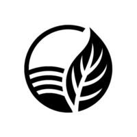 Minimalist Black White Eco A stylized leaf and segmented field within a circle, evoking nature and sustainability. vector
