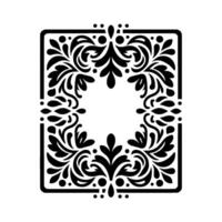 Intricate Floral Frame A Symmetrical Black and White Flourish with Foliage and Detailed Ornate Elements. vector
