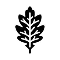 A Bold Black and White Oak Leaf Silhouette on White Background, Representing Nature and . vector