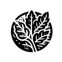 Intricate Black and White Leaf Motif within a Circle A Detailed Illustration of Foliage Featuring a Stylized, Element with Decorative Dotting. vector