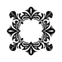 Ornate Black and White Circular Floral with Symmetrical Elements and a Blank Center, Perfect for Invitations and Logos. vector