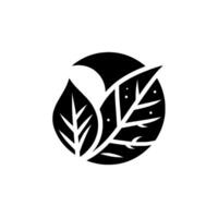 A minimalist black and white featuring stylized leaves arranged within a circle segment, evoking a sense of organic growth and natural simplicity. vector
