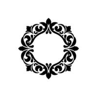 Intricate Black Floral Ornament with a Circular Center, Exuding Elegance and Vintage Charm, Isolated on a White Background. vector