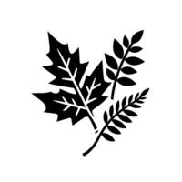 Monochromatic Botanical Composition A Stylized Arrangement of Three Leafy Elements in Black and White, Evoking Natures Simplicity. vector