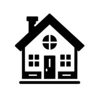 Minimalist Black and White House Illustration Featuring a Chimney, Windows, and Door, Ideal for Real Estate or Concepts. vector