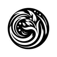 Intricate Black and White Circle with Organic Forms A Stylized Depiction of Leaves, Swirls, and Dots, suggesting Growth and Harmony. vector