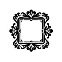 Intricate Black Floral Ornamented Square Frame on White Background, Elegant Decorative , Illustration for Embellishment. vector