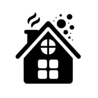 Simple Black and White of a Cozy House with Smoke and Bubbles A Minimalist Representation of Home, Comfort, and Warmth. vector