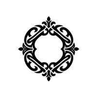 Intricate Black and White Ornamental Frame with Floral and Swirl Elements, Creating a Symmetrical and Elegant on a White Background. vector
