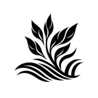 Elegant Black and White Botanical A stylized illustration featuring leaves and flowing lines, suggesting growth and serenity on a clean white background. vector