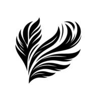 Elegant Black Feathered on White Backdrop A Stylized Illustration of Winglike Elements, Highlighting Contrast and Geometric Forms. vector