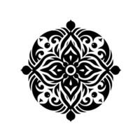 Intricate Black and White Mandala , Symmetrical Floral Pattern with Ornate Details, Set Against a Clean White Background. vector