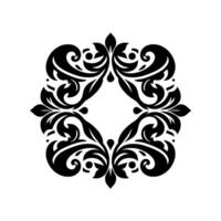 Symmetrical BaroqueInspired Flourish Pattern with Ornate Leaves and Scrollwork, Contained Within a Square. vector