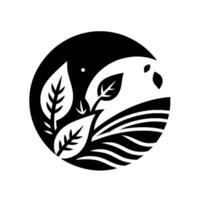 A stylized, depiction of natures balance, featuring leaves, a subtle landscape, and a circular, yinyang composition. vector