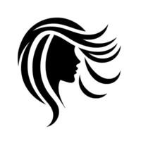 Elegant Silhouette of a Woman with Flowing Hair, Rendered in a Modern, Minimalist Black and White against a Clean White Background. vector