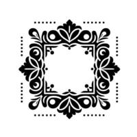 Intricate Black and White Floral Frame Featuring Ornamental Flourishes, and Symmetrical Details. vector