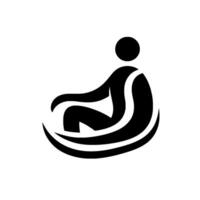 Abstract Black and White Stylized Figure Relaxing in a Curved, Ergonomic Chair, Representing Comfort and Relaxation Against a Pure White Background. vector