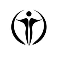 Abstract Black Silhouette of Human Form Within a Circle, Evoking Concepts of Balance, Harmony, and Spiritual Unity. vector