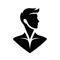 Silhouette of a Mans Head and Shoulders in Minimalist Black and White , Facing Right, Ideal for Branding. vector