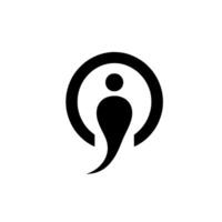 Abstract black figure within a circle, suggesting growth or evolution. representation, minimalist and modern. vector
