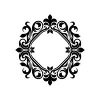 An Elegant, Symmetrical, Black and White Ornamental Frame with Intricate Floral and Swirl , Set Against a Clean White Background. vector