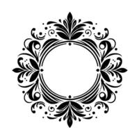 Circular Black Floral Frame with Intricate Details, Designed for Invitations or Decorations on a White Background. vector