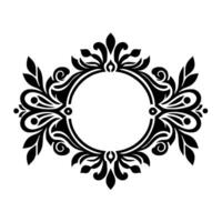 Elegant Black and White Floral Frame with a Central Circular Void, Suitable for Text or Integration. vector