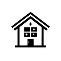 Clean Home Simple black and white illustration of a house with sparkling windows and a minimalist , suggesting freshness. vector